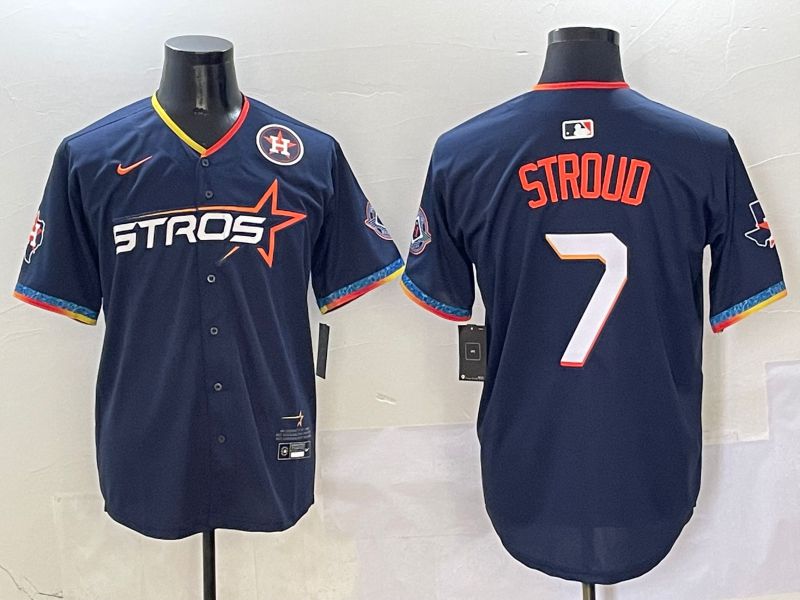 Men Houston Astros #7 Stroud Drak Blue Fourth generation Joint Name Nike 2025 MLB Jersey style 6->houston astros->MLB Jersey